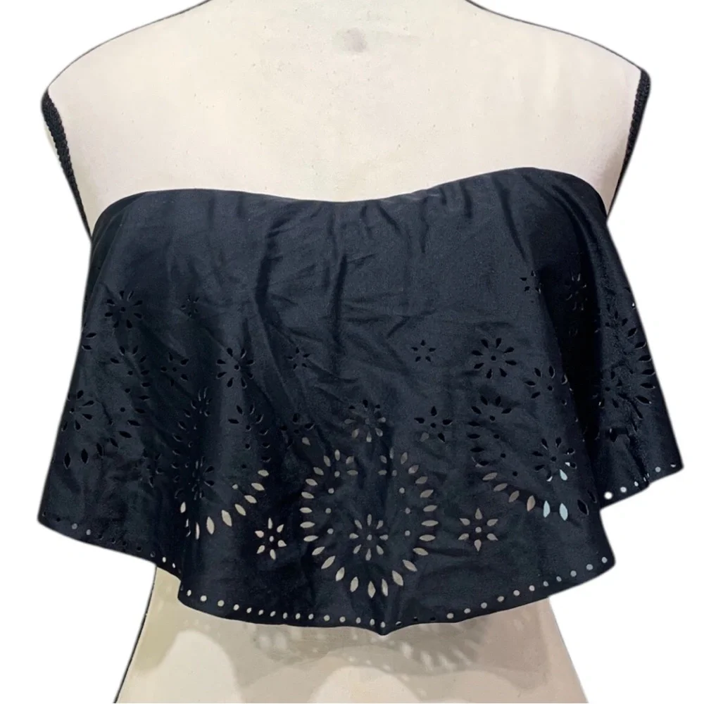 Xhilaration Black Ruffle Bandeau Bikini Top - Picture 6 of 16